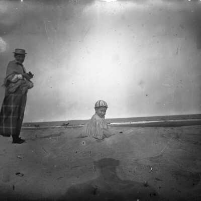 Baby Charlie and Auntie Grace on Beach, Ocean Park, ME