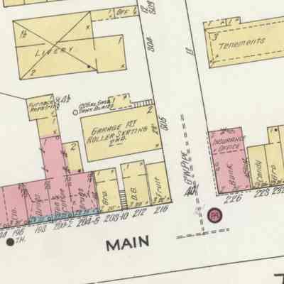 1912 Sanborn Fire Insurance Map of the same location.