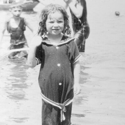 Girl playing in the Saco River