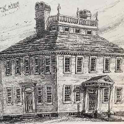 A pencil sketch of the Storer House by William E. Barry in the 1847 book “Pen Sketches of Old Houses.”