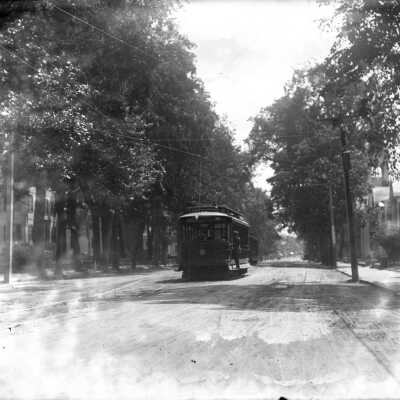 Trolley on Main Street, Saco.