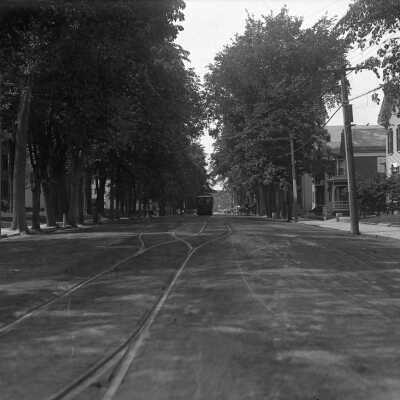 Trolley on Main Street, Saco