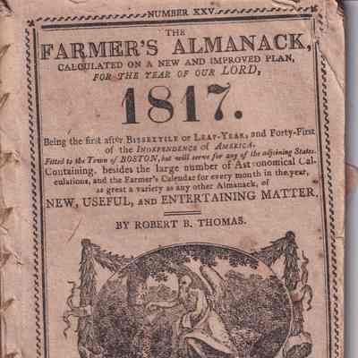 Farmer's Almanack and slave trader's card