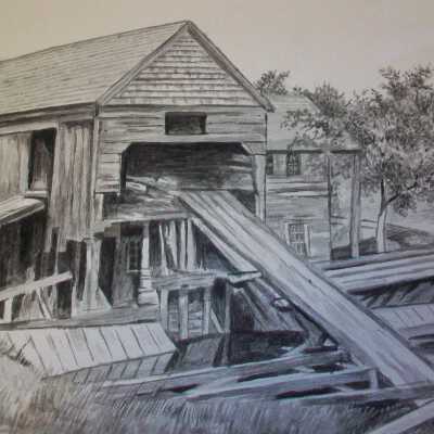 Painting of Thurston Mill on Watson Mill Road
