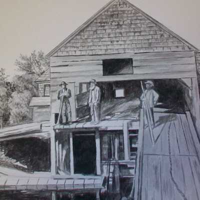 Painting of Thurston Mill on Watson Mill Road