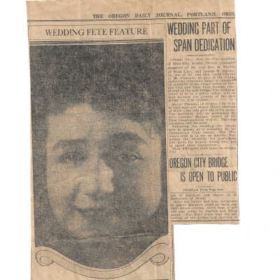 Bridge Dedication Newspaper articles - Ella Anerta Parker and Louis E. Hartke Jr. Wedding