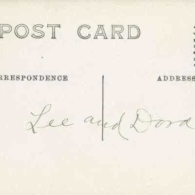 Postcard addressed to Lee and Dora (Herrington)