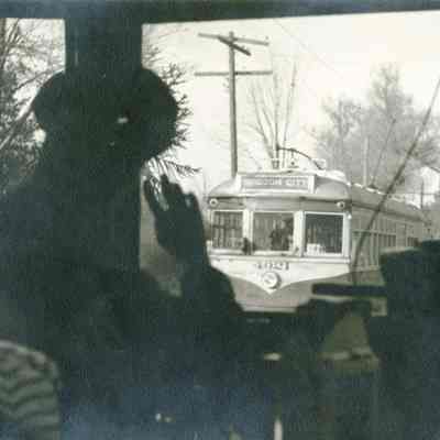 Oak Grove 1957 - Interurban Trolley at Oak Grove Station