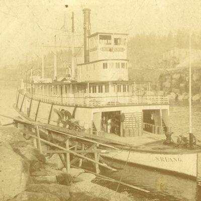 Steamboat "N. R. Lang" - 1907-1910? - Unloading at Crown Willamette Mill - Oregon