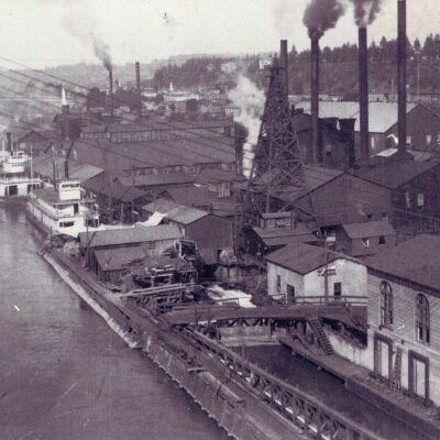 Willamette Falls Locks - Steamboats, Mill, and Bridges - no date