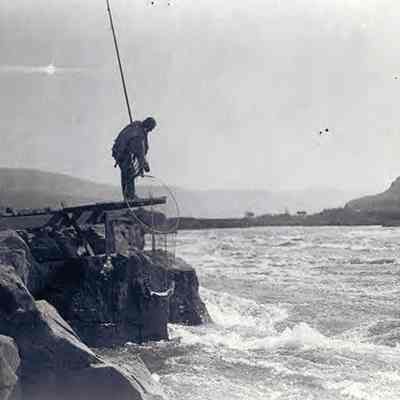 Native American Fishing with a Net 1911 - Columbia River at Wishram Village, Washington