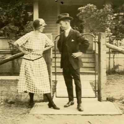 Unknown Couple in Front of what looks like the Talbert House in Clackamas