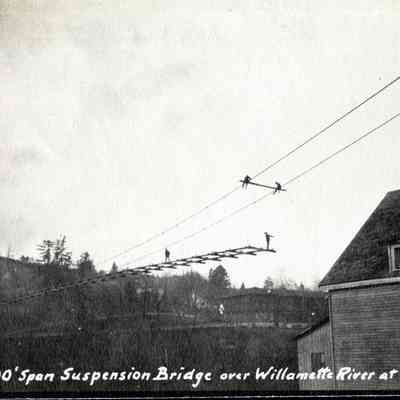 Temporary Suspension Bridge Construction 1922 - Oregon City, Oregon