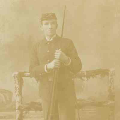 Portrait of Soldier with Long Gun and Bayonet