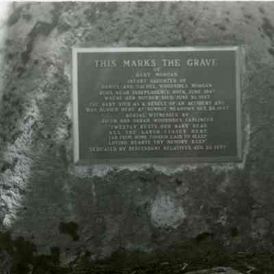 Gravestone of Baby Morgan at Summit Meadows.