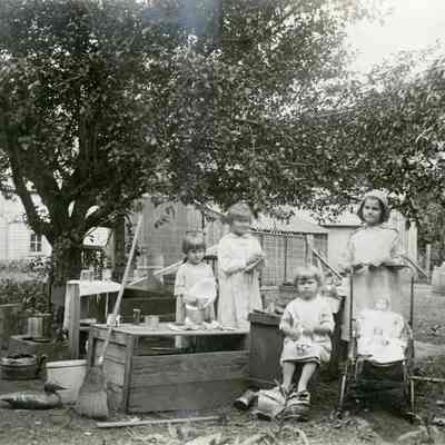 Unknown Children Playing in Yard