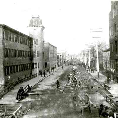 Oregon City 1901 - Laying of Streetcar Track on Main Street