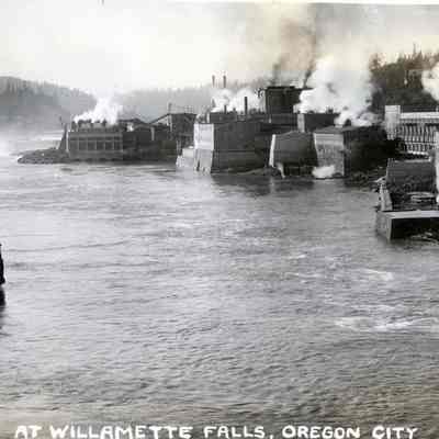 Barnett Album - Willamette Falls - West Linn Paper Mill, Steamboat, 7th Street Dock