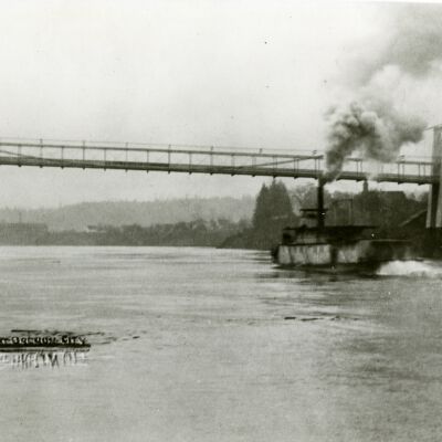 Steamboat Under Oregon City Bridge - 1888