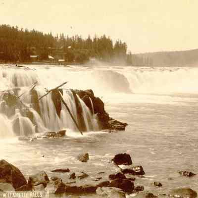 Willamette Falls 1885 - Fishing Platform in Background