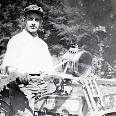 Ernest Howard Cross on Motorcycle
