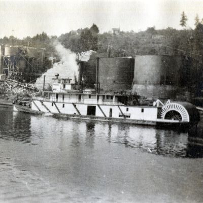 Steamboat and West Linn Mill on Willamette River