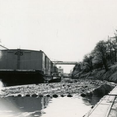 Log Raft and Barge Traffic - Willamette Falls Locks Oregon - No Date
