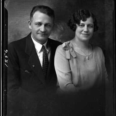 Photograph of a Man and Woman for Mrs. Strumrud - November 1929 - Negative