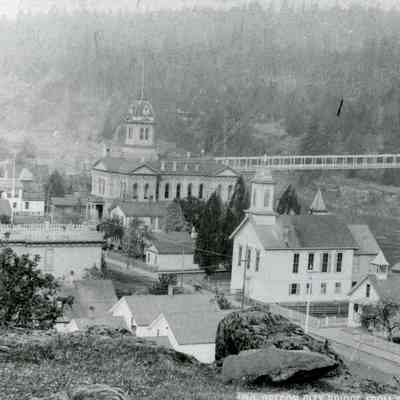 Oregon City - West Linn Oregon Suspension Bridge over Willamette River - 1888