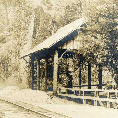 Railroad Tracks and Waiting Station #1576