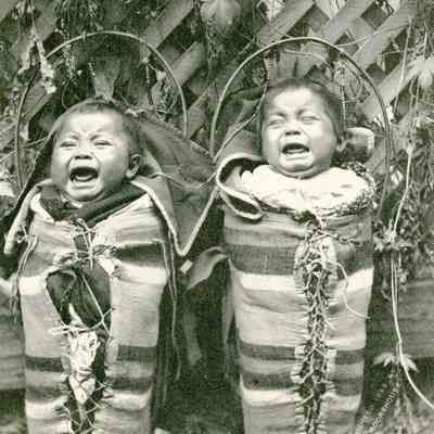 Native American Babies in Traditional Baby Carriers 1898 - Jones Twins - Cayuse Tribe