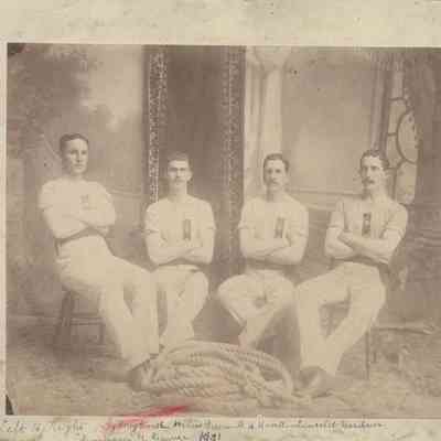 Oregon City Fire Department Tug of War Team. 1890's
