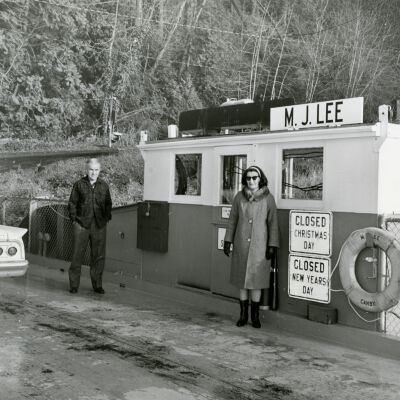 Canby Ferry "M.J. Lee" - unknown Lady and Man - Willamette River Oregon - No Date