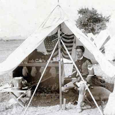 Ed Carr Collection - Sargent Sitting in Tent - No Date
