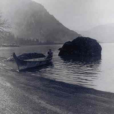 Native American Woman in Canoe 1910 - On the Columbia River Near the Mouth of the Wind River