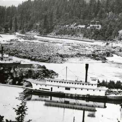 Willamette Falls and Locks 1874 - with Steamboats in Basin and Dry Dock