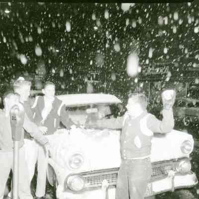 Oregon City 1956 - Boys Throwing Snowballs