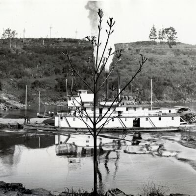 Steamboats Pushing a Barge - 1890 - Willamette River