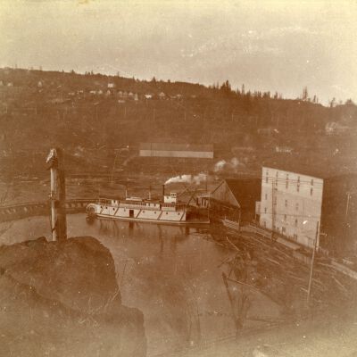 Steamboat at Dock in Boat Basin 1885 - Oregon City