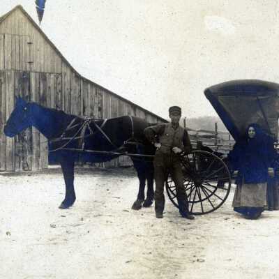Horse Drawn Buckboard with roof
