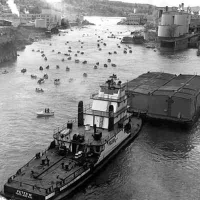 Willamette River 1950's - Fishing, Willamette Falls and Lock. Peter W. Tug Boat and Barge