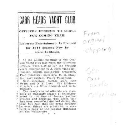 Ed Carr Family Collection - Photocopy of New Article