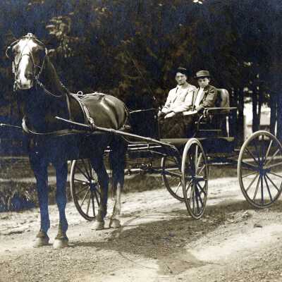 Horse and Buggy on Columbia River Highway