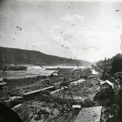 Willamette Falls Locks and Canal under Construction - 1874
