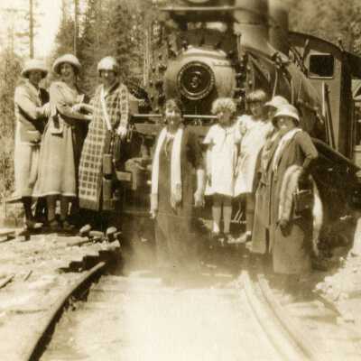 Steam Locomotive with Women Posing - Mt. Hood Railroad