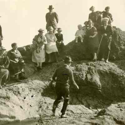 Unidentified group on rock formation - Talbert Collection