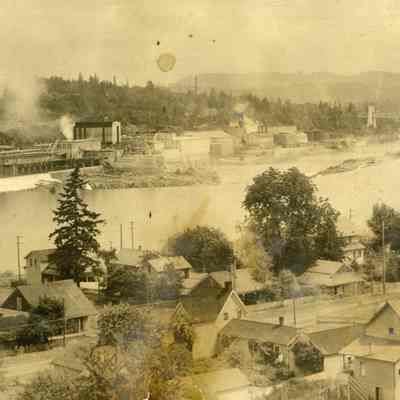 Oregon City-West Linn Suspension Bridge over Willamette River 1916