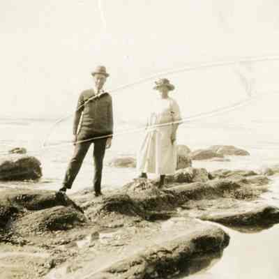 Man and Woman on Coastal Rocks - Talbert Collection