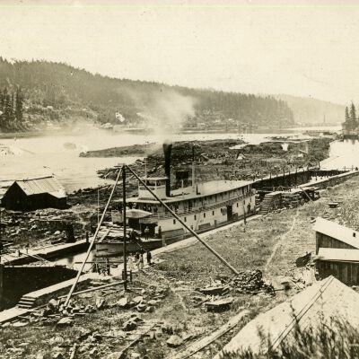 Willamette Falls Locks 1874 - with Steamboat "Governor Grover"