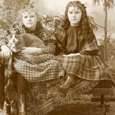 Portrait of Two Girls and Cat 1897